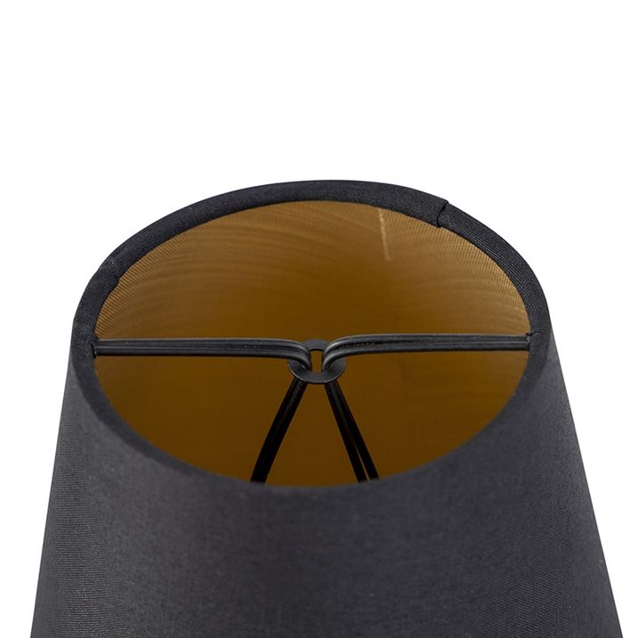 Abajur din bumbac cu clema negru 12 cm rotund cu interior auriu