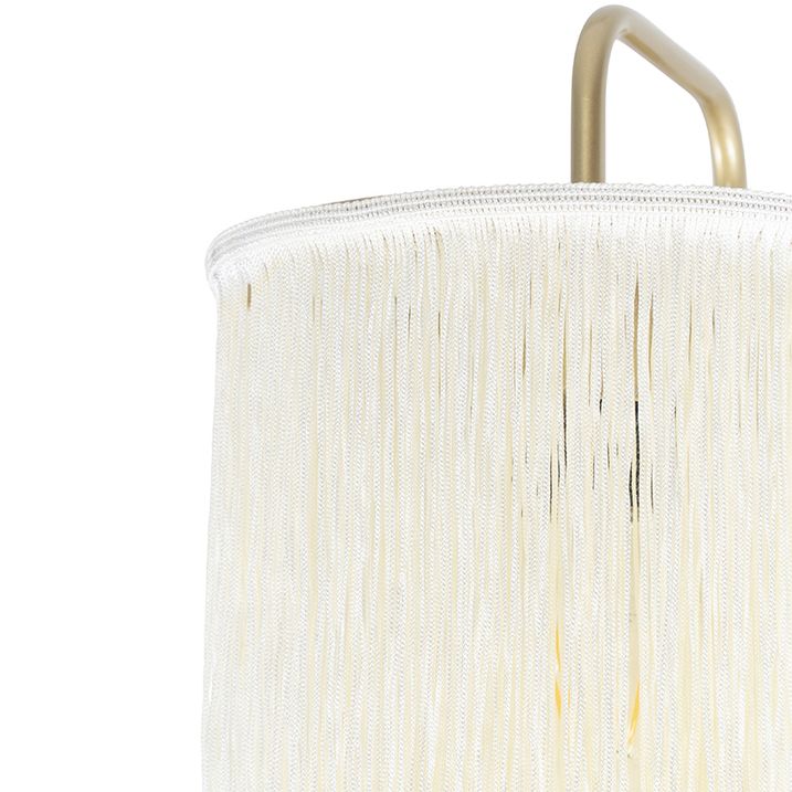 Orientální nástěnná lampa zlatá s krémovým stínítkem s třásněmi - Franxa
