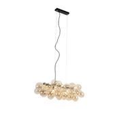 Lampada-a-sospensione-intelligente-nera-con-vetro-ambrato-incl.-8-Wifi-G9---Uvas