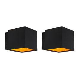 Set mit 2 Design-Wandleuchten Schwarz/Gold inkl. LED - Caja