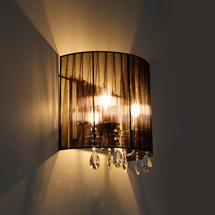 Sada 2 nástěnných lamp chrom s černým stínítkem - Ann-Kathrin 2