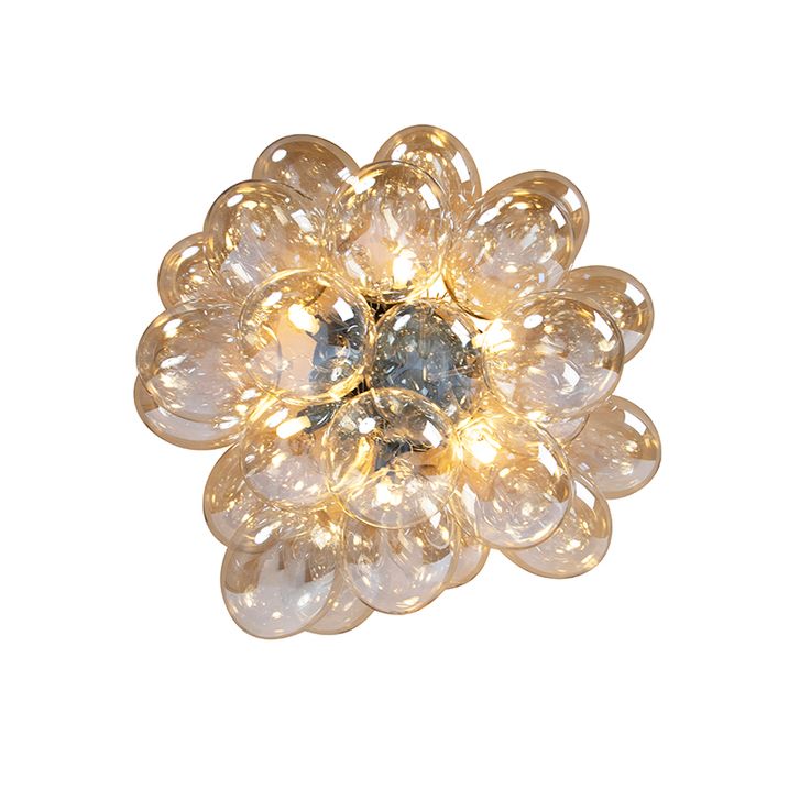Design-kattovalaisin musta amber-lasilla 6-valo - Uvas