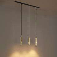 Moderan-šinski-sistem-crni-sa-3-viseće-lampe-zlatne-boje-sa-staklom-boje-ćilibara-1-fazni---Slimline-Loyce