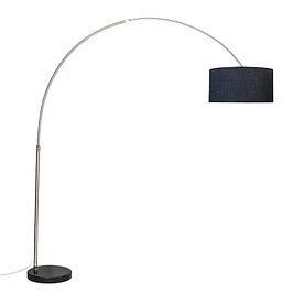 Tērauda loka lampa ar auduma abažūru melna 50 cm - XXL
