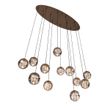 Designerska-lampa-wisząca-w-kolorze-ciemnego-brązu-z-przezroczystym-szkłem,-12-świateł---Inge