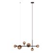 Lampada-a-sospensione-Hotel-Chic,-6-luci,-bronzo-scuro-e-vetro-bronzo---Monaco