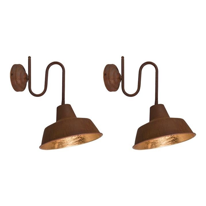 Set di 2 lampade da parete ruggine con interno dorato - Factory