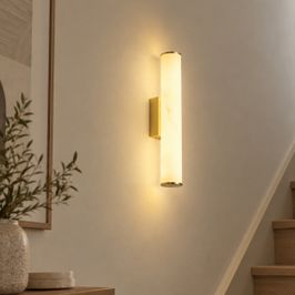 Lámpara de pared Japandi de latón y alabastro con LED regulable en 3 pasos - Josephine