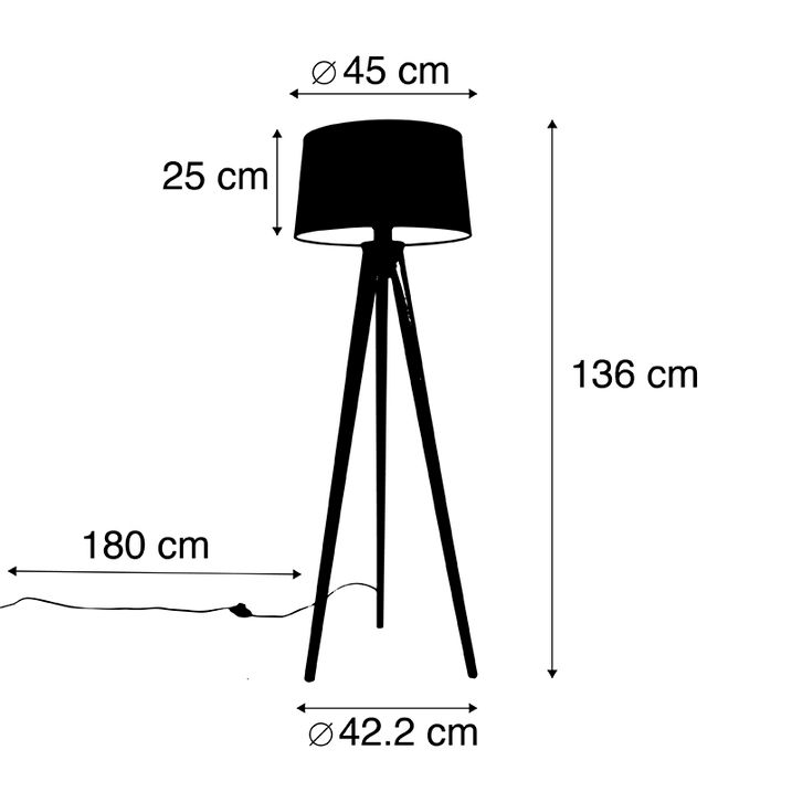Tripodas juodas su lininiu gaubtu juodas 45 cm - Tripod Classic