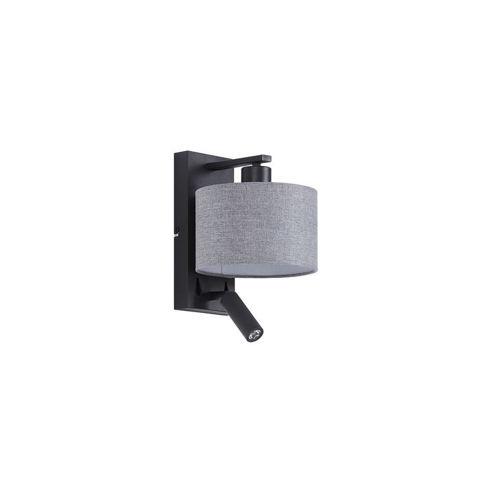 Moderne wandlamp zwart met grijs rond en leeslamp - Puglia