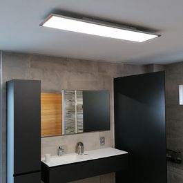 Elegantní obdélníkové stropní svítidlo chrom včetně LED IP44 - Flat