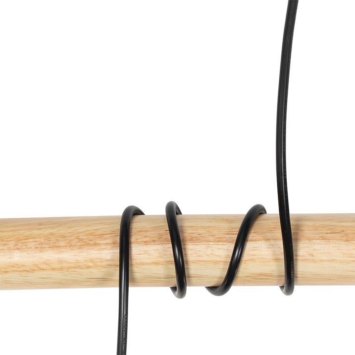 Landelijke hanglamp zwart met hout 3-lichts - Dami Frame