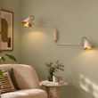 Moderne-wandlamp-taupe-met-goudkleurige-binnenkant-verstelbaar-2-lichts---Lune