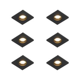 Set van 6 moderne badkamer inbouwspots zwart - Doku