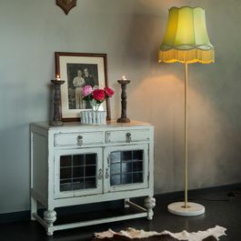 Retro Floor Lamp Brass with Granny Lampshade Green 45 cm - Kaso