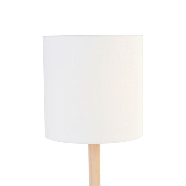 Rustikální stolní lampa dřevěná s bílým stínítkem - Mels