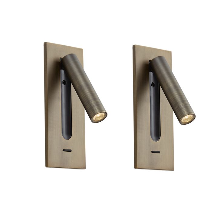 Set of 2 Modern Wall Lamps Dark Bronze Incl. LED - Plaza