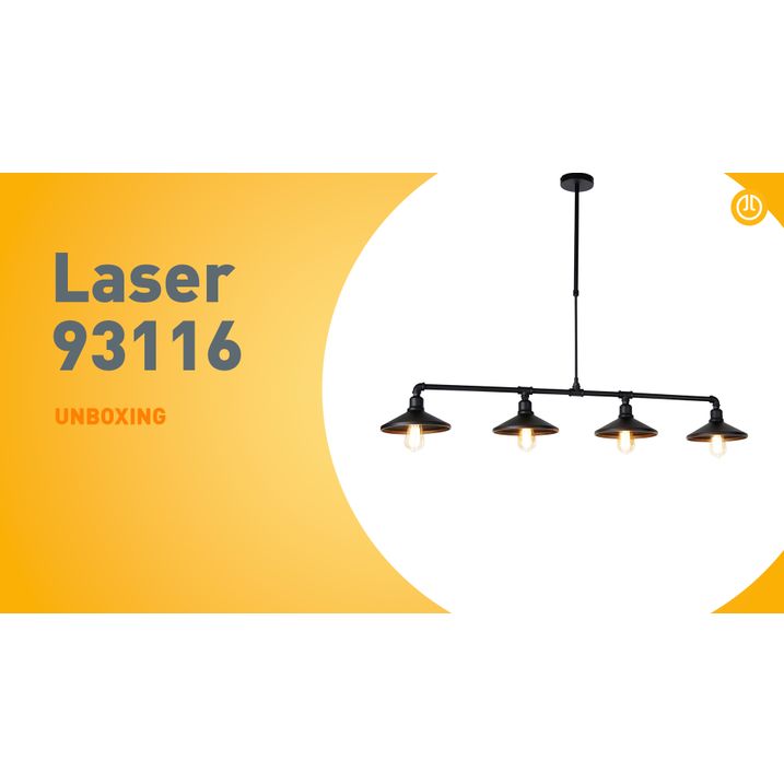 Lámpara colgante industrial negra - 4 Laser
