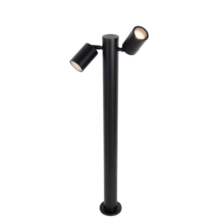 Lampă de exterior cu picior negru 80 cm IP44 reglabilă 2 lumini - Duo