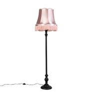 Stehleuchte-schwarz-mit-Oma-Schirm-rosa---Classico
