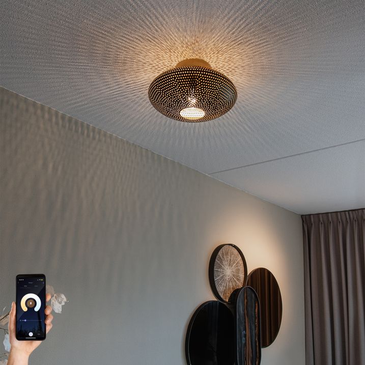 Smart plafondlamp zwart met goud 40 cm incl. Wifi G95 - Radiance