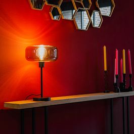 Art-Deco-Tischleuchte schwarz mit Rauchglas - Bizle