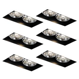 Set of 6 Recessed Spotlights Black GU10 70mm 2-Light Trimless - Oneon