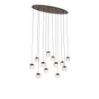 Designerska-lampa-wisząca-w-kolorze-ciemnego-brązu-z-przezroczystym-szkłem,-12-świateł---Inge