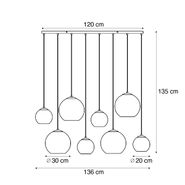Lampada-a-sospensione-Art-Déco-beige-con-vetro-bianco-8-luci---Sandra