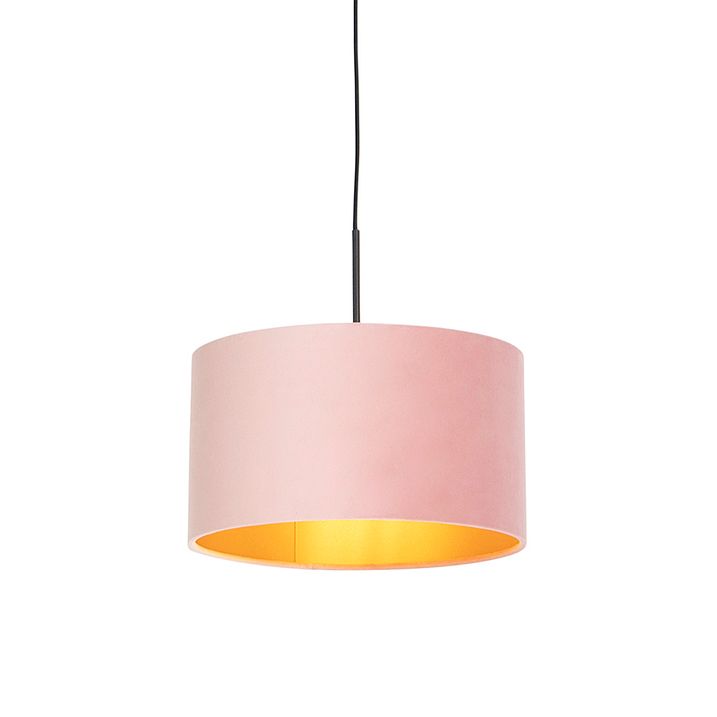 Ripatslamp roosa sametkattega ja kullaga 35 cm - Combi