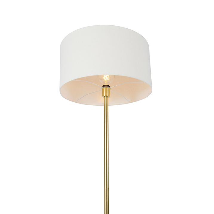 Gulvlampe messing med hvid skærm 50 cm - Simplo