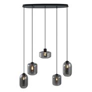 Moderne-pendellampe-sort-med-røgglas-5-lys---Sheena