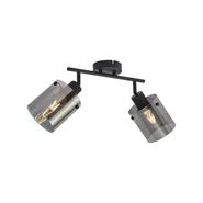 Foco-de-teto-de-design-preto-com-vidro-fumê-2-luzes---Domo