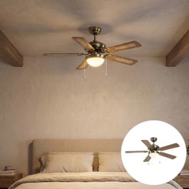 Ventilator Tavani prej Tunxhi me Printim Druri dhe Ratan 105cm me Çelës Tërheqës - Mistral Majas
