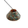 Hanglamp-zwart-met-dubbele-velours-lampenkap-blad-dessin-en-beige---Blitz