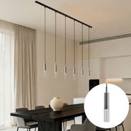 Moderní-kolejnicový-systém-černý-s-6-závěsnými-svítidly-Gunmetal-1-fázový---Slimline-Loyce