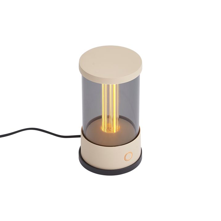 Tischleuchte für Aussenbereich beige wiederaufladbar inkl. Ladestation IP65 - Grill
