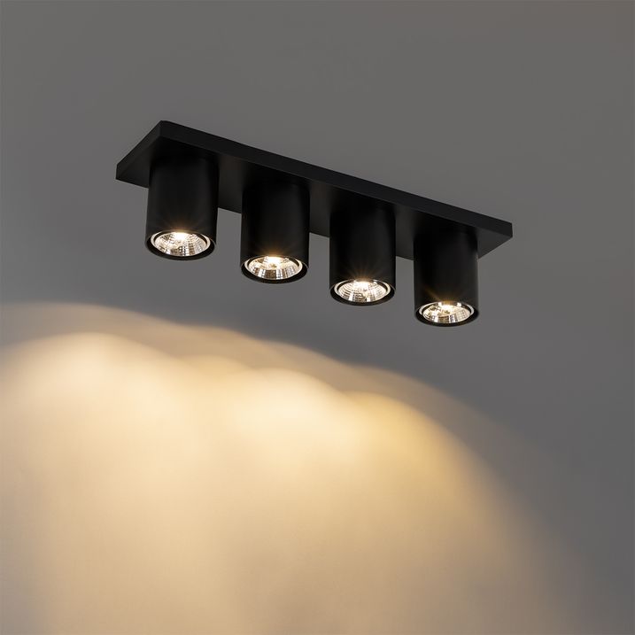 Modern mennyezeti spotlámpa fekete 4-lámpás - Tubo