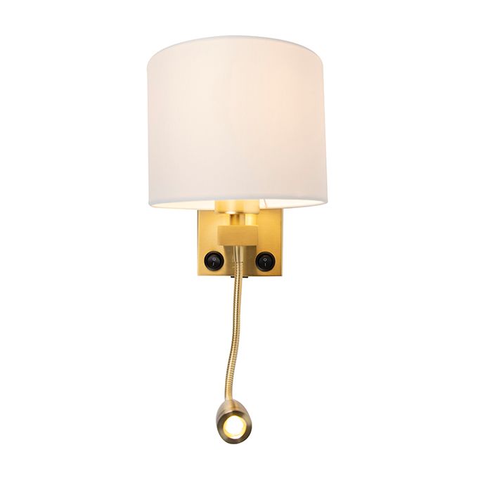 Goldene Wandleuchte USB mit weissem Schirm - Brescia Combi