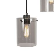 Lampă-pendantă-de-design-neagră-cu-sticlă-fumurie-3-lumini---Dome