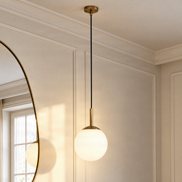 Art Deco Pendellampe Gull med Opalglass IP44 - Flore