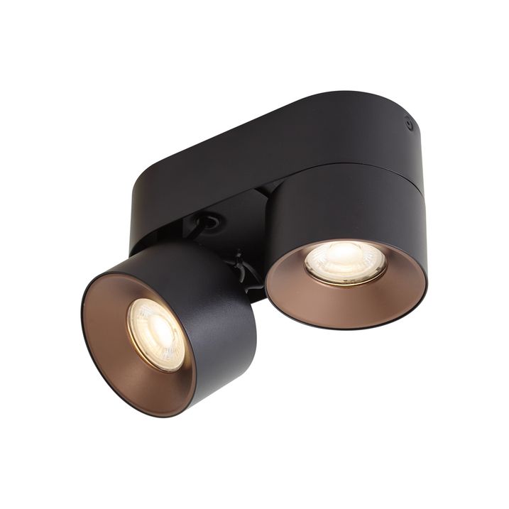 Modern Surface Spotlight Black GU10 50mm 2-Light Tiltable - Echo