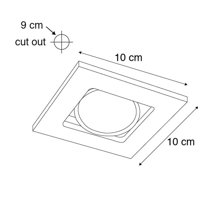 Set of 3 Modern Recessed Spotlights Black Adjustable - Qure