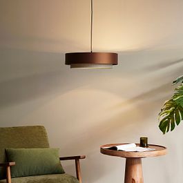 Moderna viseća lampa tamno bronzana sa taupe bojom 50cm 3-svetla - Drum Duo