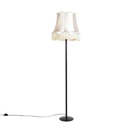 Candeeiro de pé retro preto com cúpula creme - Simplo