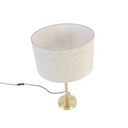 Classic-Table-Lamp-Brass-with-Light-Grey-Lampshade-35-cm---Simplo