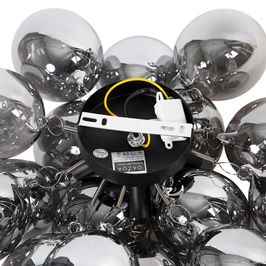 Lampadario-di-design-nero-con-vetro-fumé-4-luci---Uvas