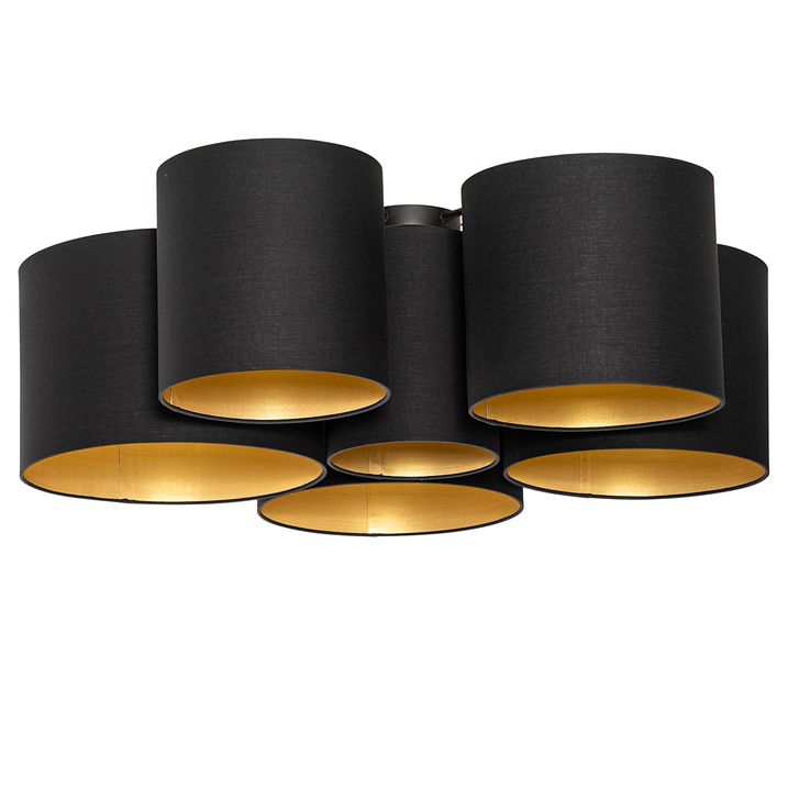 Plafón negro con interior dorado 6 luces - Multidrum