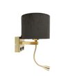 Lampada-da-parete-moderna-in-ottone-con-paralume-in-velluto-nero---Brescia