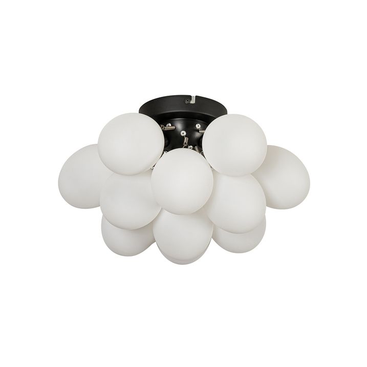 Art deco plafondlamp zwart met opaal glas 3-lichts - Uvas